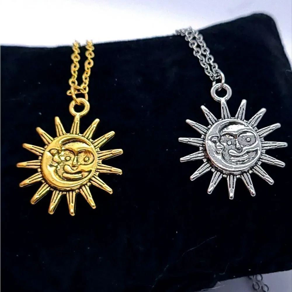 Celestial Sun & Moon Pendant Moon Goddess Astrology Necklace Solar Motif Jewelry